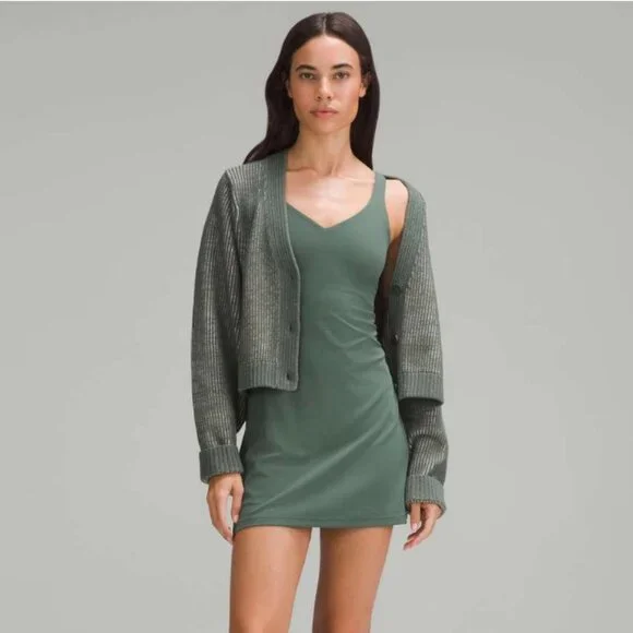 forest green athletic dress Women's Tennis Dress with Built-in Shorts Scalloped Green Golf Dress R –  Attraco